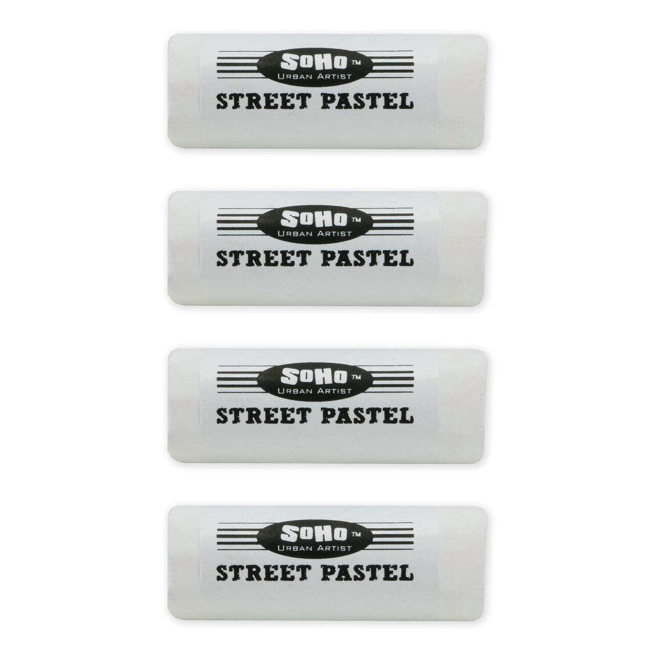 SoHo Urban Artist Professional Oil Pastels - Jumbo Street Pastel Pack of 4 White, 1" Diameter, 2.7" Length, Non-Toxic, Brilliant Pigments, Ideal for Pavement, Less Crumbling than Sidewalk Chalk